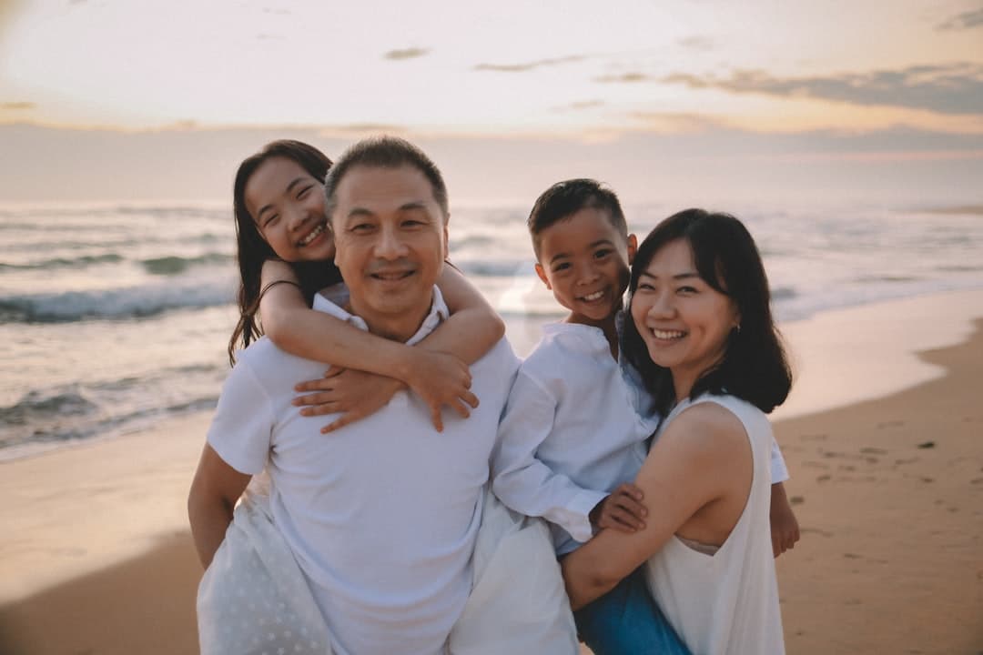 Happy family on the beach